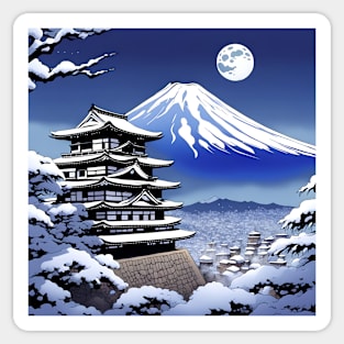 Full Moon Over Fuji Sticker